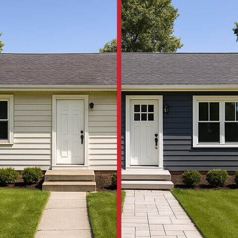 Revêtement extérieur avant/après d'une maison